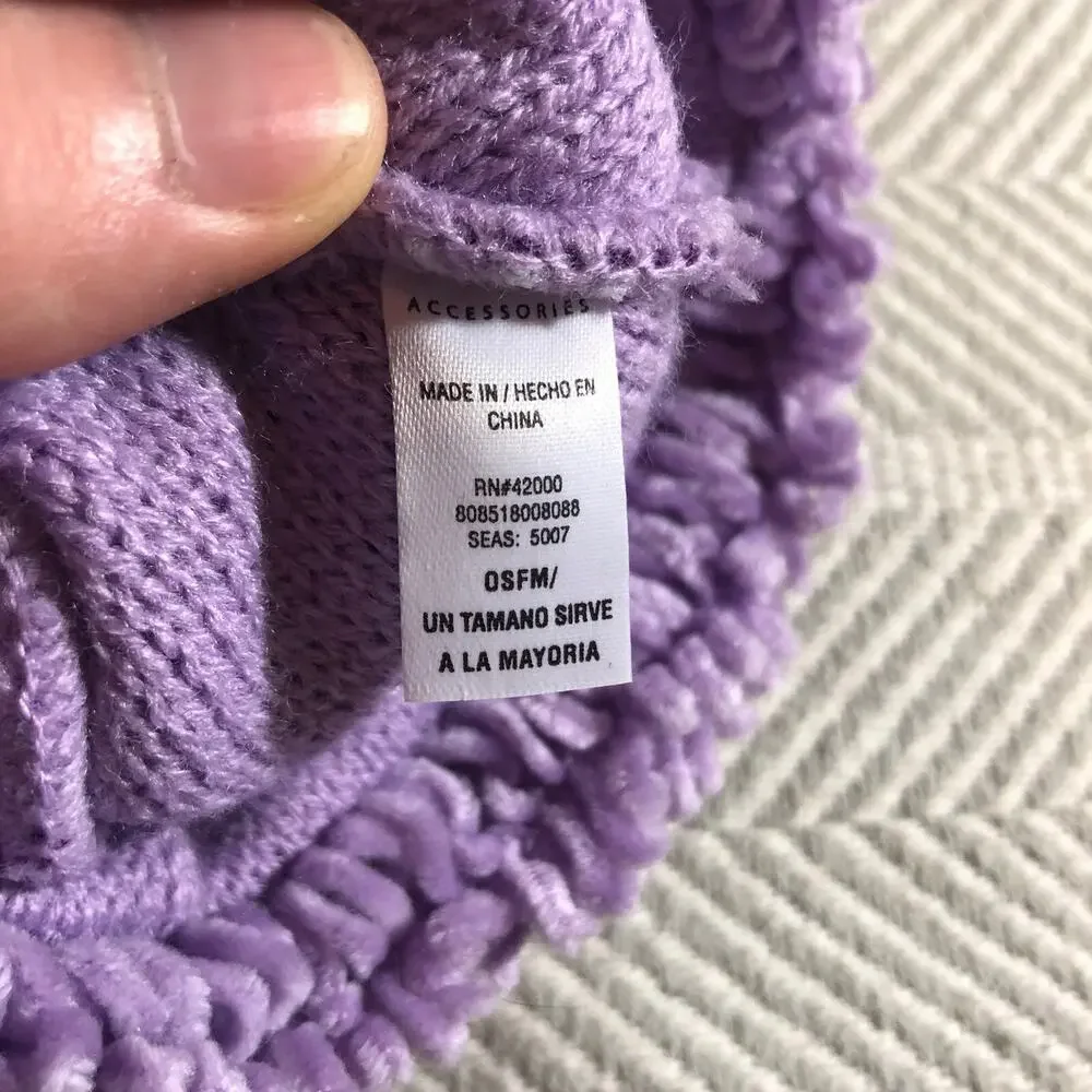 Beanie Purple Lavender Striped Chenille Kids Sock Hat Cap